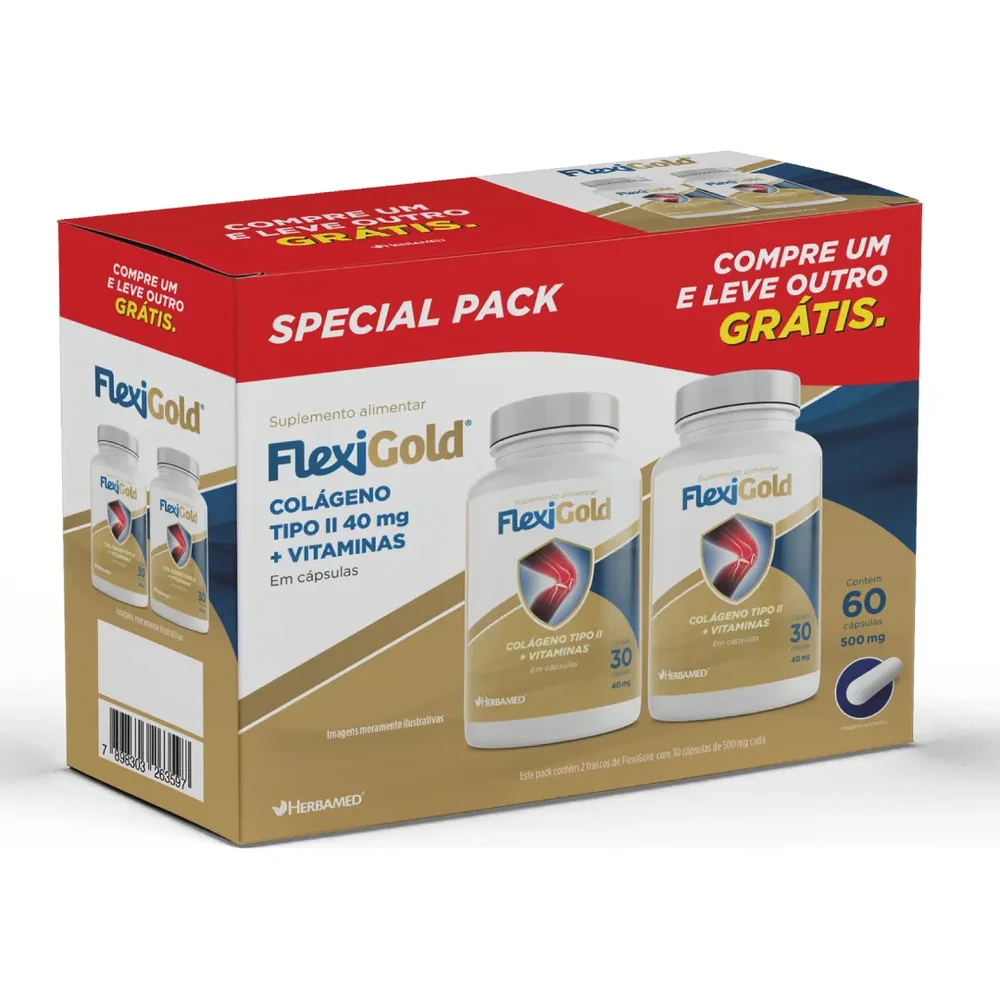 Flexigold Special Pack 60 Cápsulas 500mg Colágeno Tipo 2