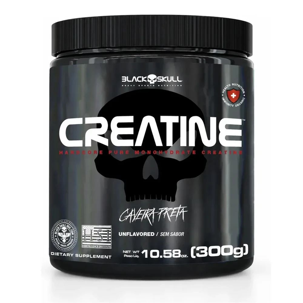 Creatina Monohidratada Black Skull 300g Sem Sabor