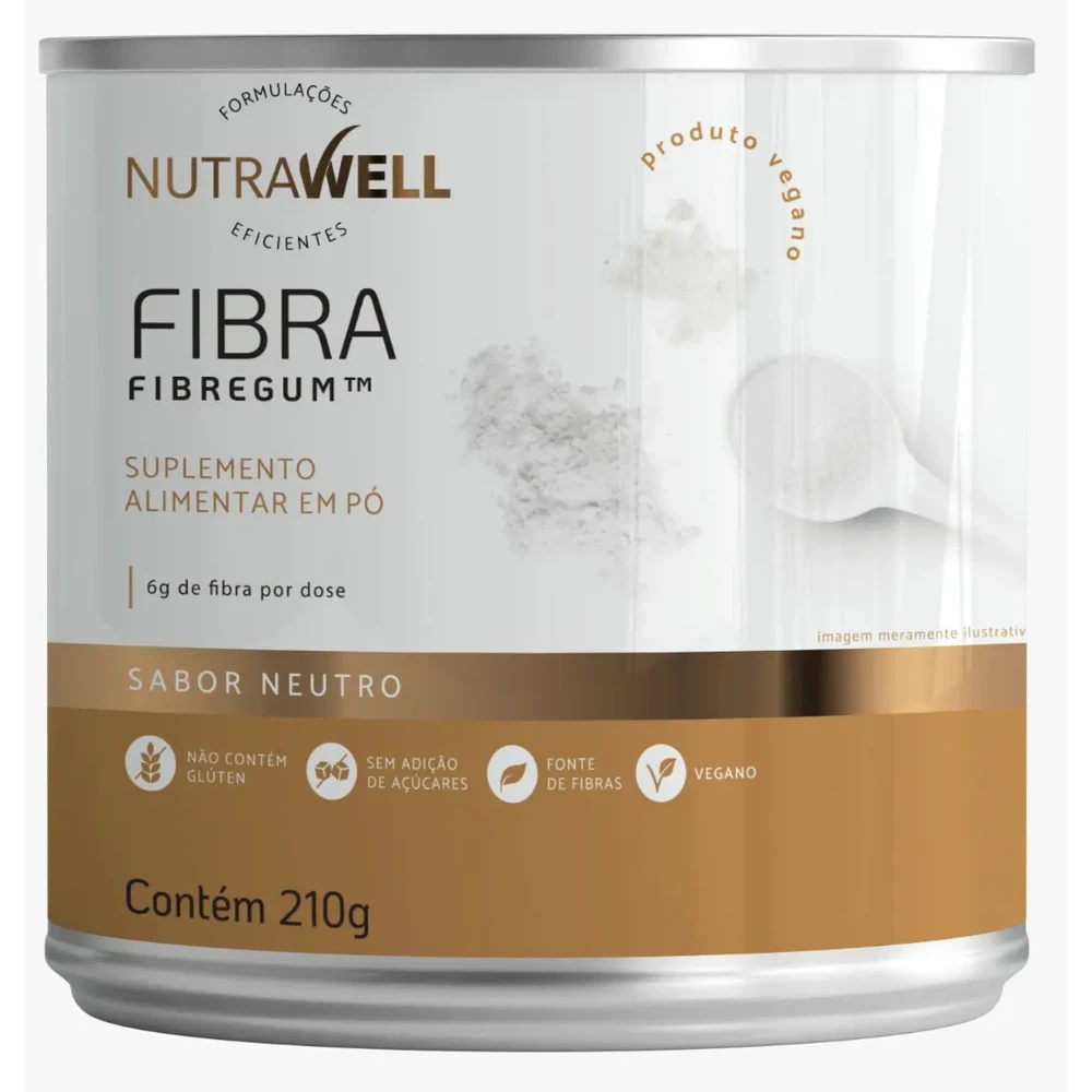 Suplemento Fibra Solúvel Nutrawell Fibras 210g Vegano e Sem Glúten